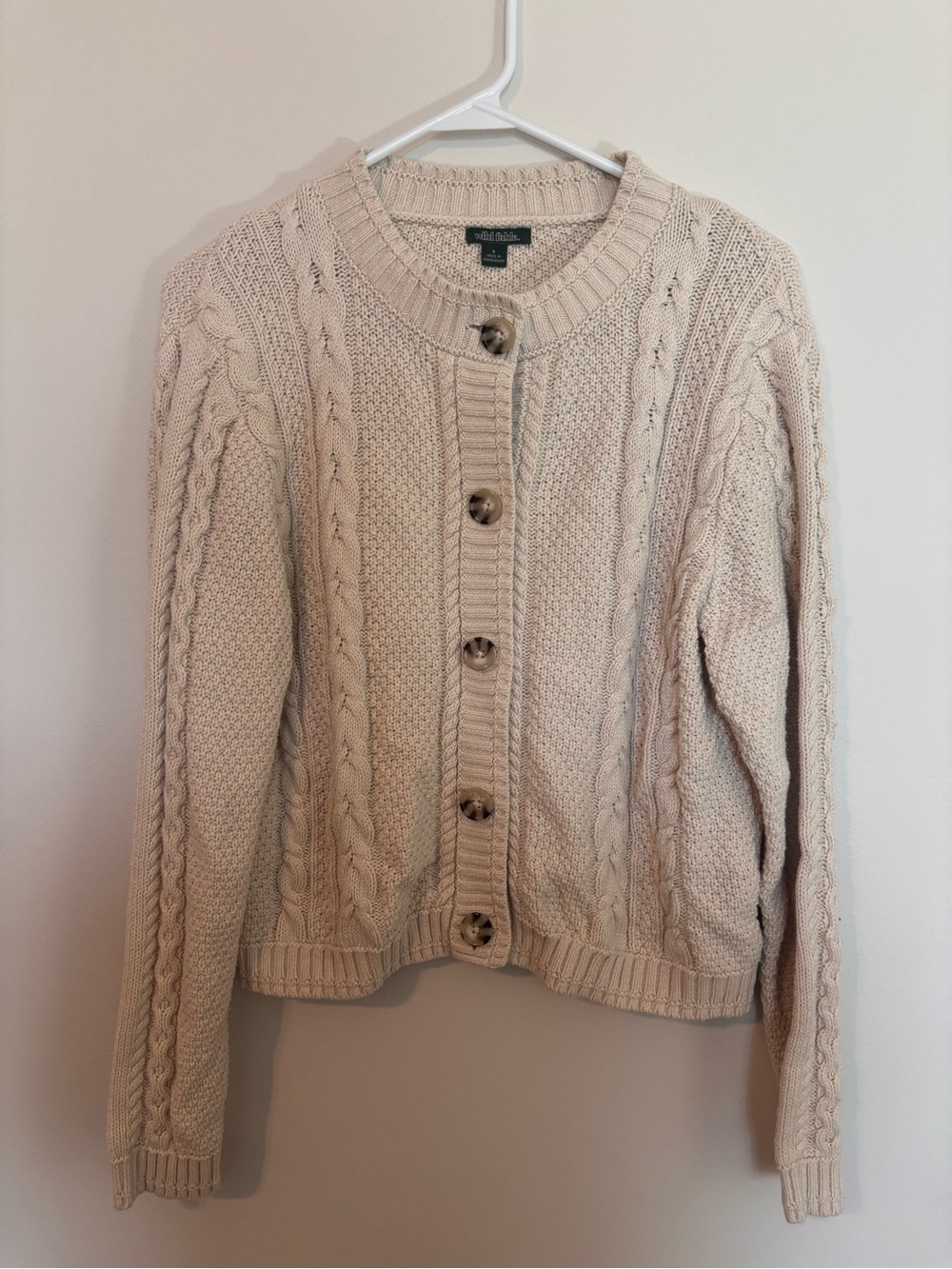 wild fable Cream Cable-Knit Button Cardigan